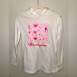 Champion, little girls graphic hooded long sleeve top, size 7/8